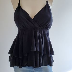 Elle Black Ruffle Tank Women’s size Small